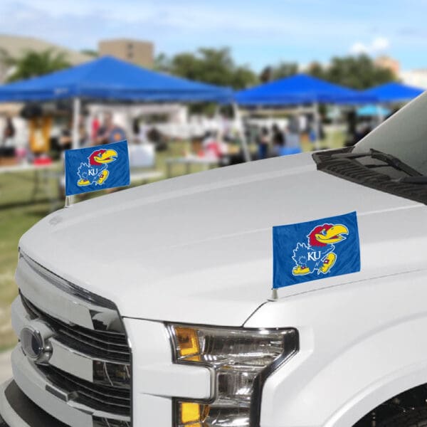 Kansas Jayhawks Ambassador Car Flags - 2 Pack Mini Auto Flags