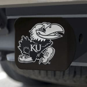 Kansas Jayhawks Black Metal Hitch Cover with Metal Chrome 3D Emblem