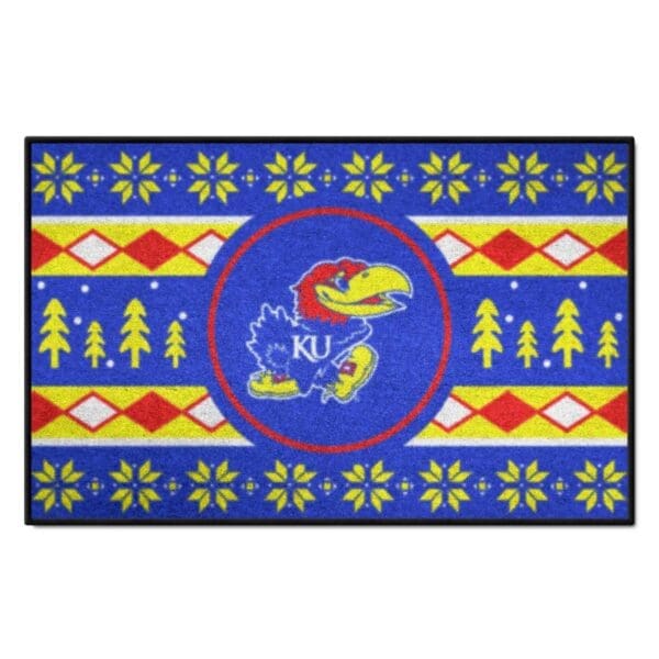 Kansas Jayhawks Holiday Sweater Starter Mat Accent Rug 19in. x 30in 1 scaled