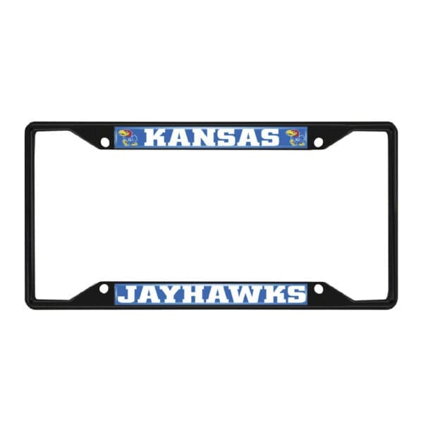 Kansas Jayhawks Metal License Plate Frame Black Finish 1
