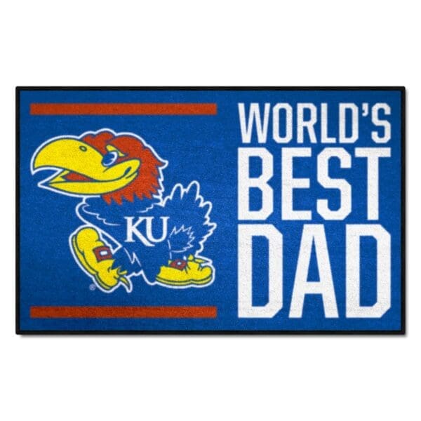 Kansas Jayhawks Starter Mat Accent Rug 19in. x 30in. Worlds Best Dad Starter Mat 1 scaled