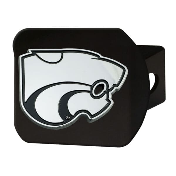 Kansas State Wildcats Black Metal Hitch Cover with Metal Chrome 3D Emblem 1