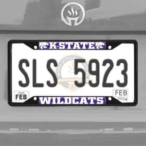 Kansas State Wildcats Metal License Plate Frame Black Finish