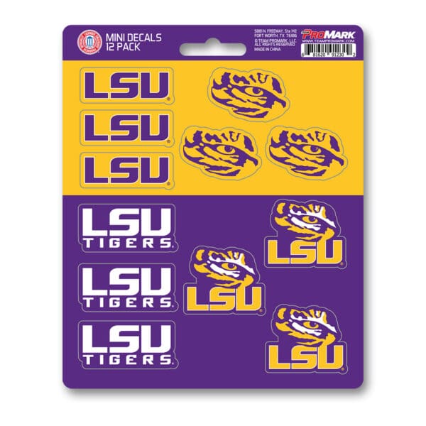LSU Tigers 12 Count Mini Decal Sticker Pack 1