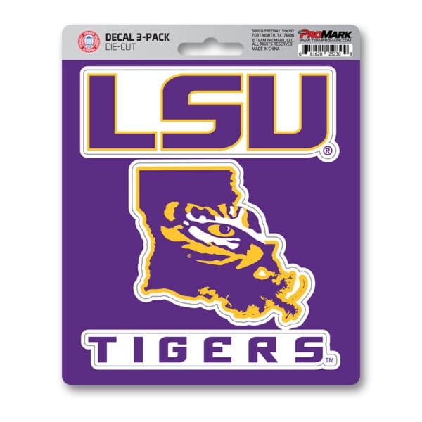 LSU Tigers 3 Piece Decal Sticker Set 1