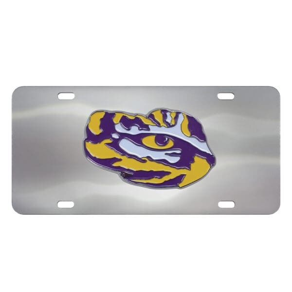 LSU Tigers 3D Stainless Steel License Plate 1
