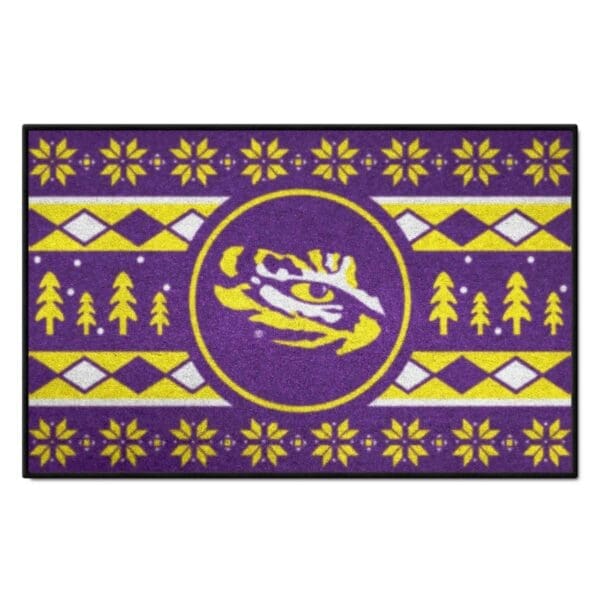 LSU Tigers Holiday Sweater Starter Mat Accent Rug 19in. x 30in 1 scaled