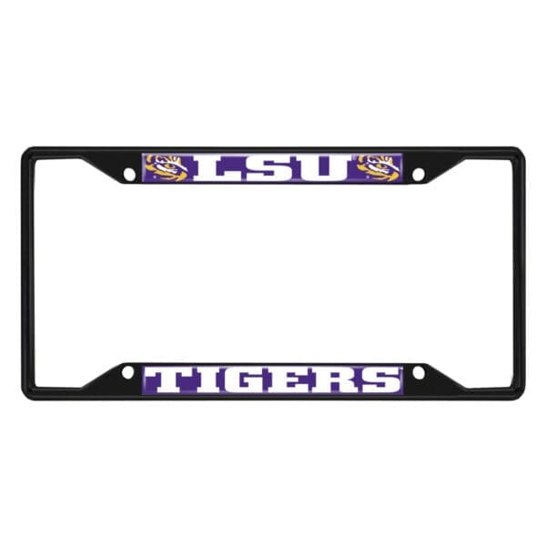 LSU Tigers Metal License Plate Frame Black Finish 1