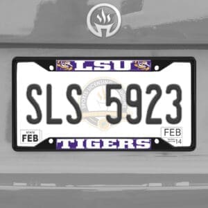 LSU Tigers Metal License Plate Frame Black Finish