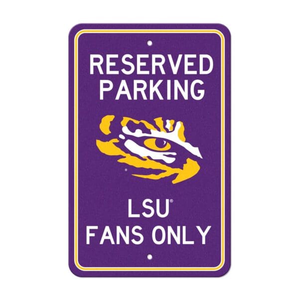 LSU Tigers Team Color Reserved Parking Sign Decor 18in. X 11.5in. Lightweight 1 scaled