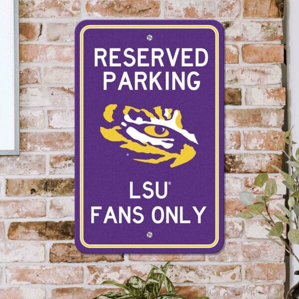 LSU Tigers Team Color Reserved Parking Sign Décor 18in. X 11.5in. Lightweight