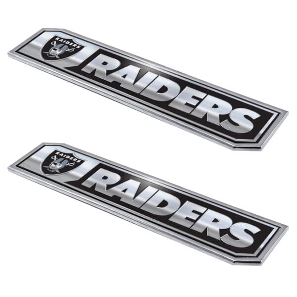 Las Vegas Raiders 2 Piece Heavy Duty Aluminum Embossed Truck Emblem Set 1
