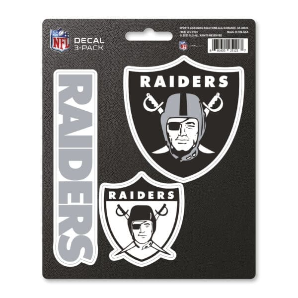 Las Vegas Raiders 3 Piece Decal Sticker Set 1