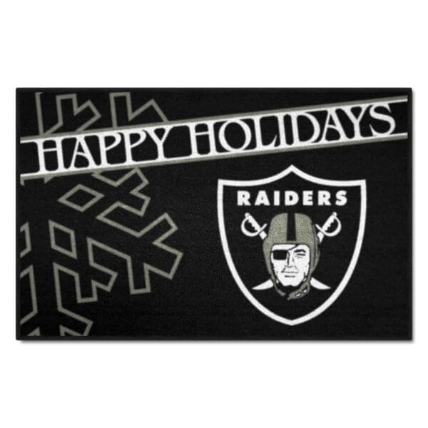 Las Vegas Raiders Starter Mat Accent Rug 19in. x 30in. Happy Holidays Starter Mat 1 scaled