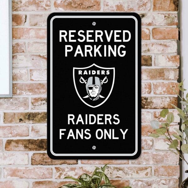 Las Vegas Raiders Team Color Reserved Parking Sign Décor 18in. X 11.5in. Lightweight