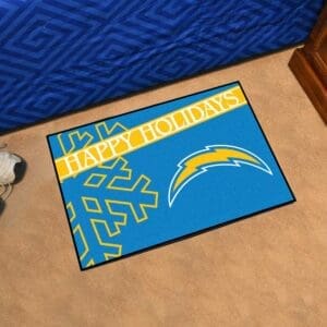 Los Angeles Chargers Starter Mat Accent Rug - 19in. x 30in. Happy Holidays Starter Mat