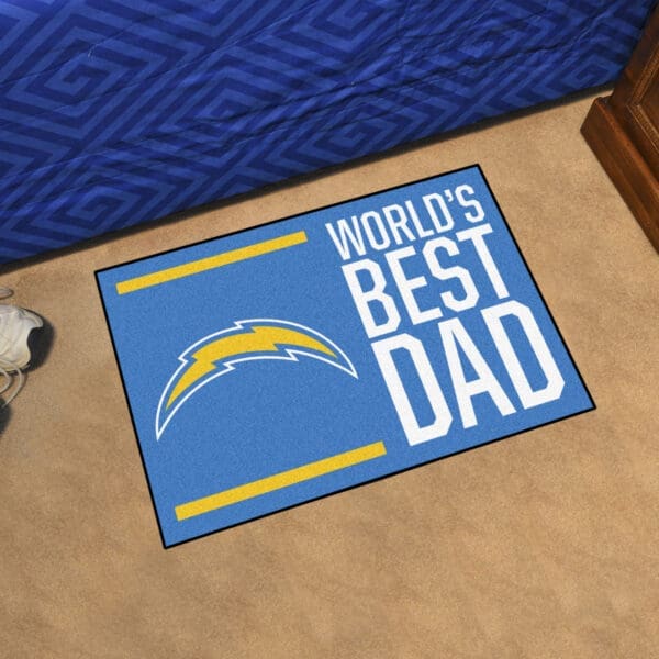 Los Angeles Chargers Starter Mat Accent Rug - 19in. x 30in. World's Best Dad Starter Mat