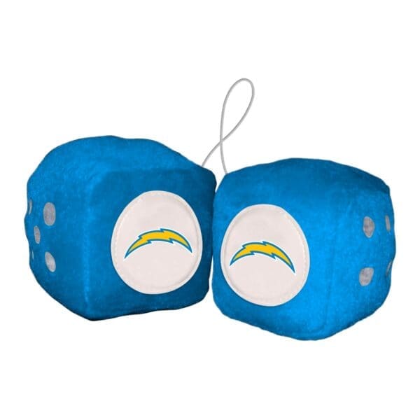 Los Angeles Chargers Team Color Fuzzy Dice Decor 3 Set 1 scaled