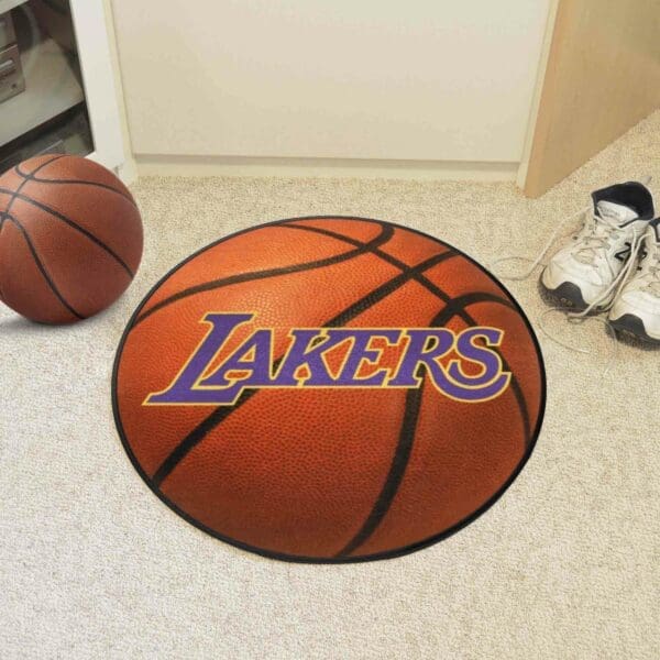 Los Angeles Lakers Basketball Rug - 27in. Diameter-36986
