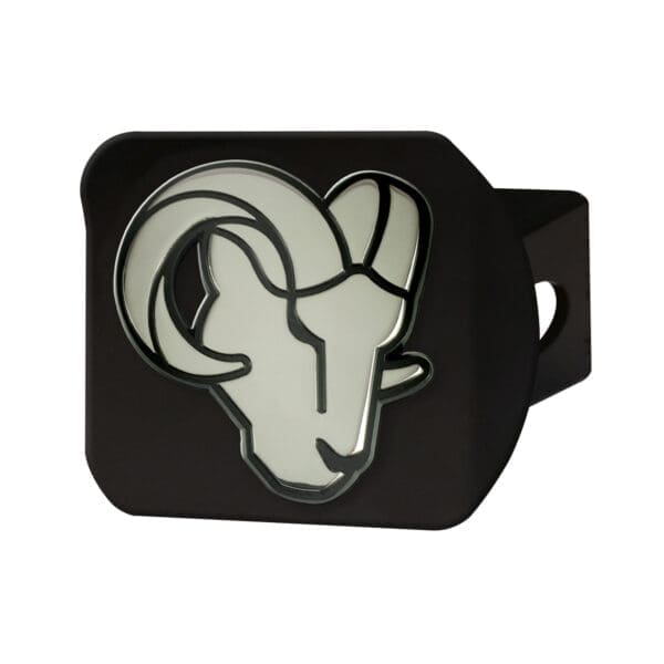 Los Angeles Rams Black Metal Hitch Cover with Metal Chrome 3D Emblem 1