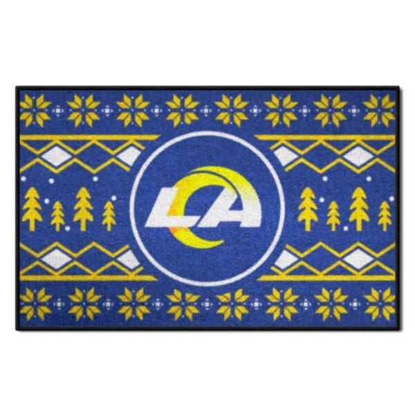 Los Angeles Rams Holiday Sweater Starter Mat Accent Rug 19in. x 30in 1 scaled