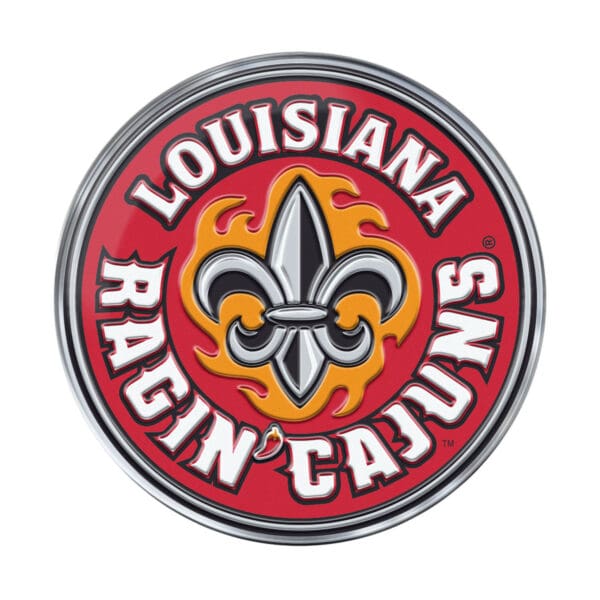 Louisiana Lafayette Ragin Cajuns Heavy Duty Aluminum Embossed Color Emblem 1