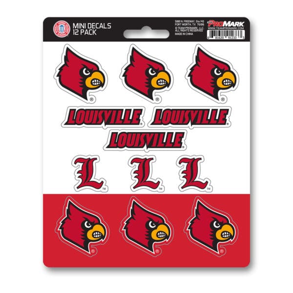 Louisville Cardinals 12 Count Mini Decal Sticker Pack 1