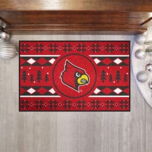 Louisville Cardinals Holiday Sweater Starter Mat Accent Rug - 19in. x 30in.