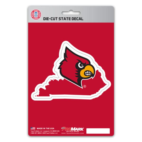 Louisville Cardinals Team State Shape Decal Sticker 1