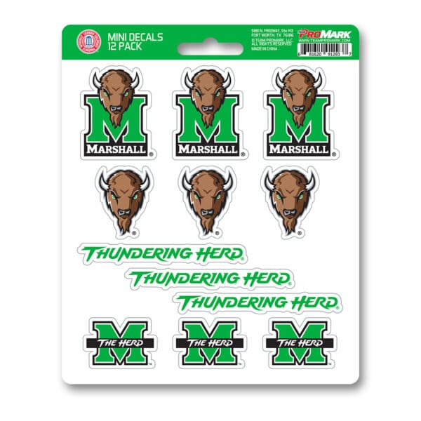 Marshall Thundering Herd 12 Count Mini Decal Sticker Pack 1