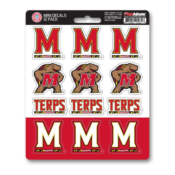 Maryland Terrapins 12 Count Mini Decal Sticker Pack 1