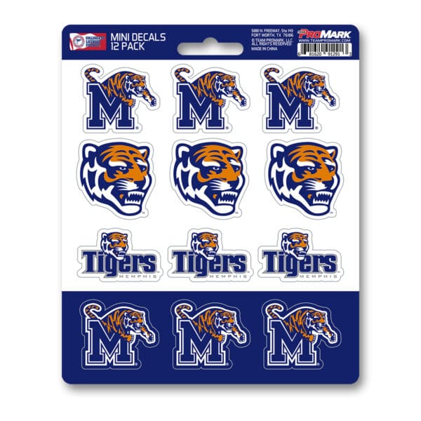 Memphis Tigers 12 Count Mini Decal Sticker Pack 1