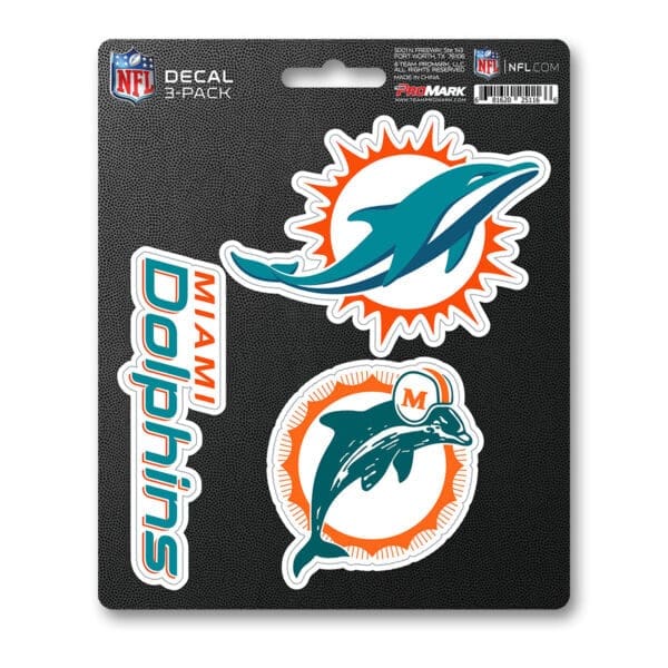 Miami Dolphins 3 Piece Decal Sticker Set 1