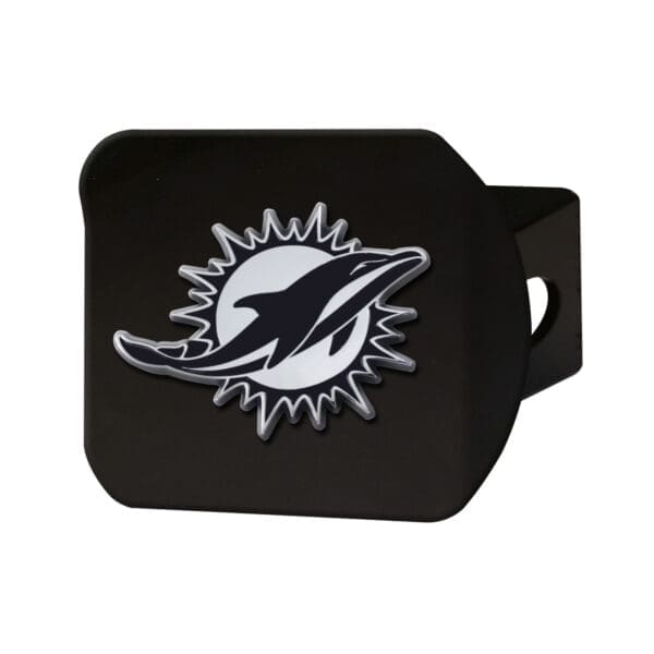 Miami Dolphins Black Metal Hitch Cover with Metal Chrome 3D Emblem 1