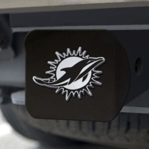 Miami Dolphins Black Metal Hitch Cover with Metal Chrome 3D Emblem