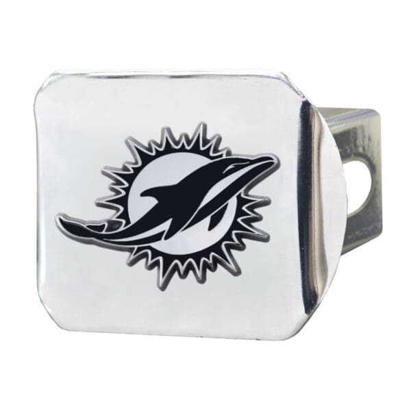 Miami Dolphins Chrome Metal Hitch Cover with Chrome Metal 3D Emblem 1