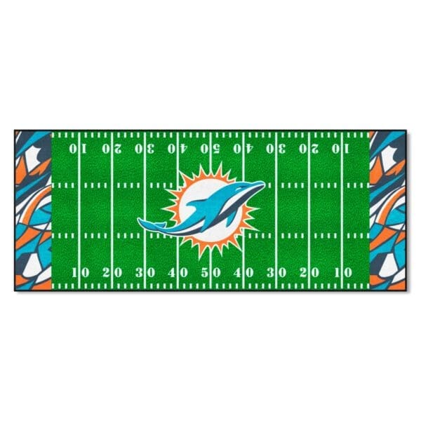 Miami Dolphins Football Field Runner Mat 30in. x 72in. XFIT Design 1 scaled
