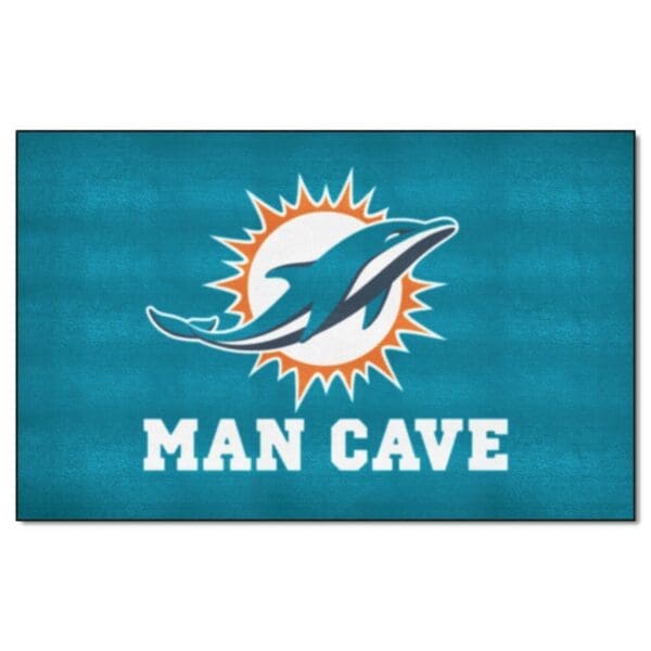 Miami Dolphins Man Cave Ulti Mat Rug 5ft. x 8ft 1 scaled
