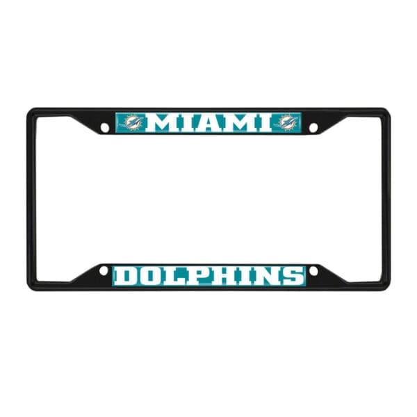 Miami Dolphins Metal License Plate Frame Black Finish 1