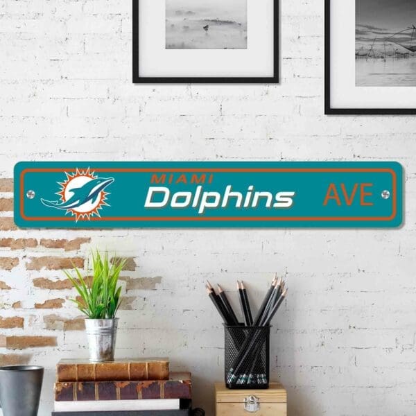 Miami Dolphins Team Color Street Sign Décor 4in. X 24in. Lightweight