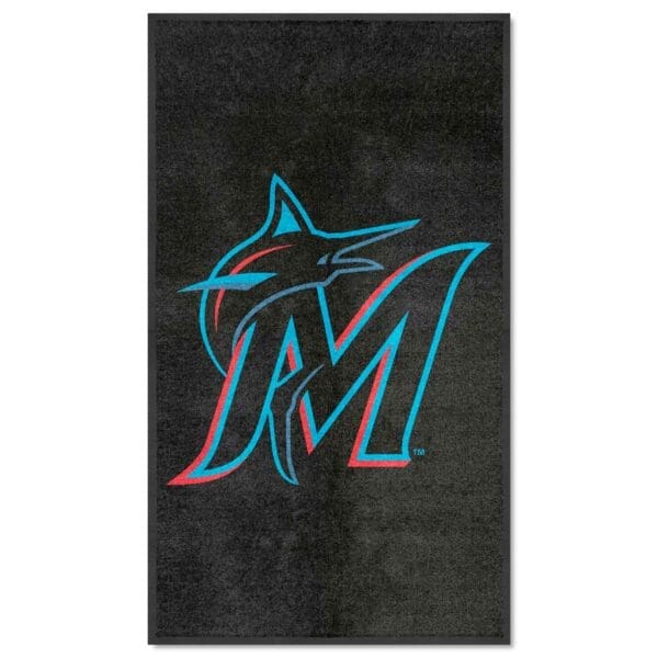Miami Marlins 3X5 High Traffic Mat with Durable Rubber Backing Portrait Orientation 1 scaled