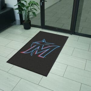 Miami Marlins 3X5 High-Traffic Mat with Durable Rubber Backing - Portrait Orientation