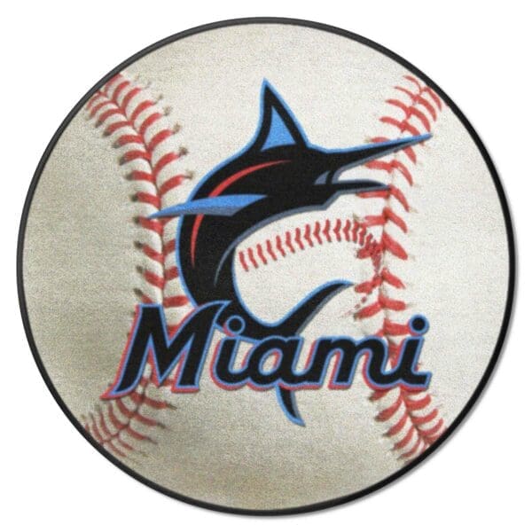 Miami Marlins Baseball Rug 27in. Diameter 1 scaled