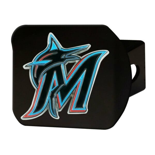 Miami Marlins Black Metal Hitch Cover 3D Color Emblem 1