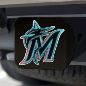 Miami Marlins Black Metal Hitch Cover - 3D Color Emblem