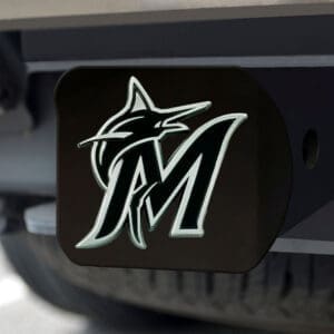 Miami Marlins Black Metal Hitch Cover with Metal Chrome 3D Emblem