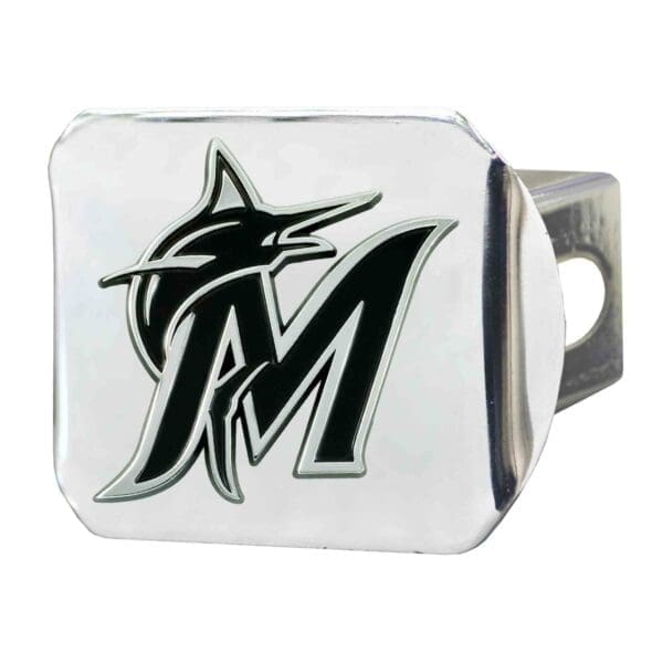 Miami Marlins Chrome Metal Hitch Cover with Chrome Metal 3D Emblem 1