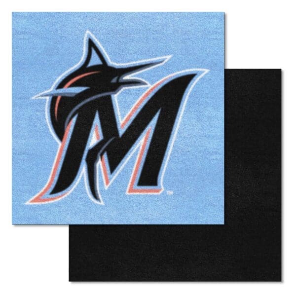 Miami Marlins Team Carpet Tiles 45 Sq Ft. With Logo on Teal 1 scaled