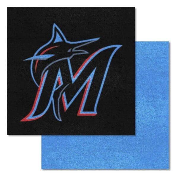 Miami Marlins Team Carpet Tiles 45 Sq Ft. with Logo on Black 1 scaled