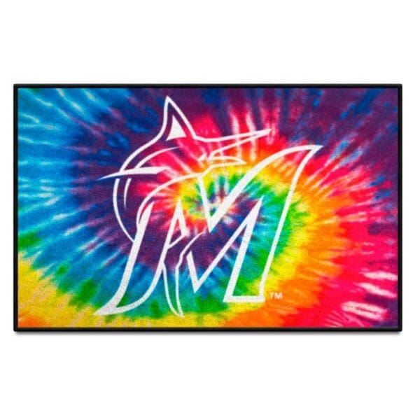 Miami Marlins Tie Dye Starter Mat Accent Rug 19in. x 30in 1 scaled